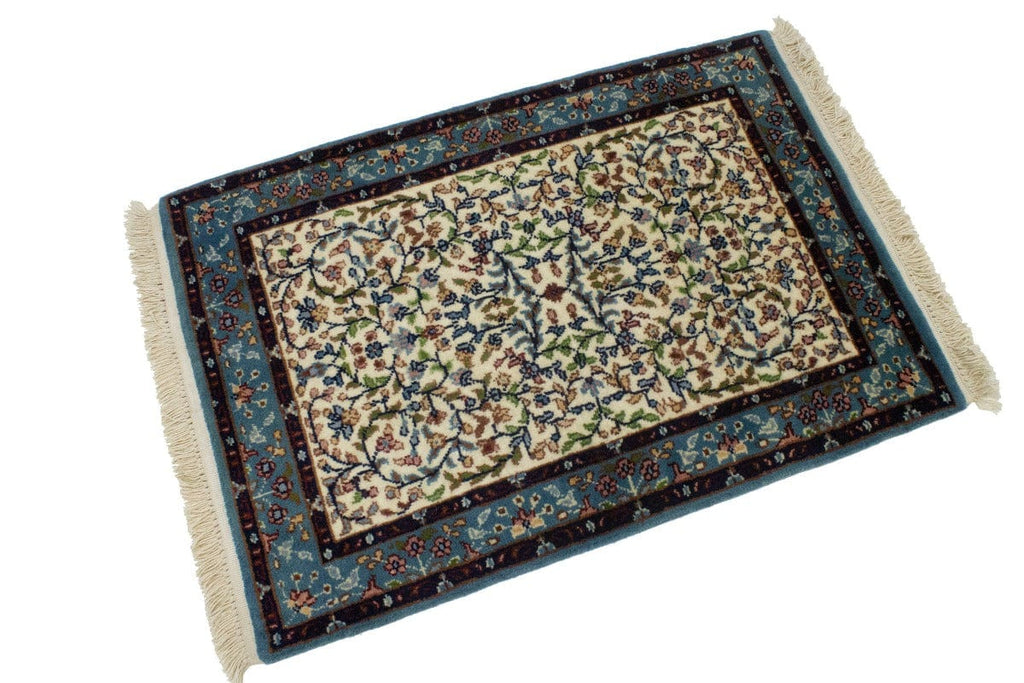 Cream Floral Kirman 2X3 Oriental Rug