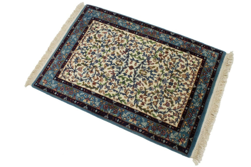 Cream Floral Kirman 2X3 Oriental Rug