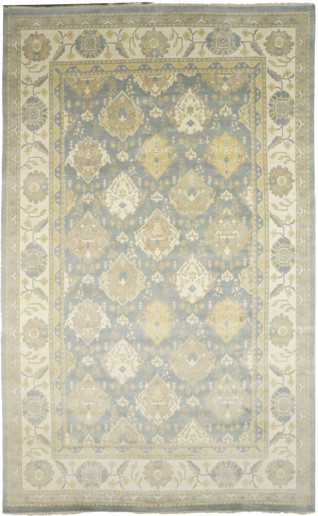 Blue-gray Floral 12X20 Oushak Chobi Oriental Rug