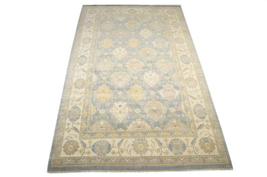 Blue-gray Floral 12X20 Oushak Chobi Oriental Rug