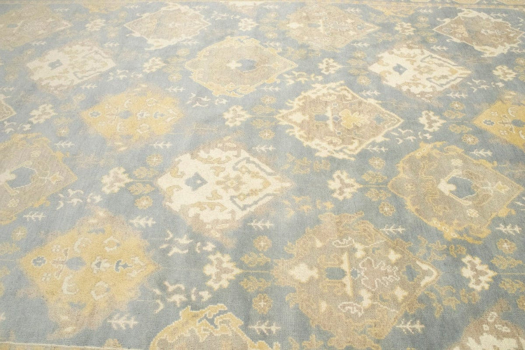 Blue-gray Floral 12X20 Oushak Chobi Oriental Rug