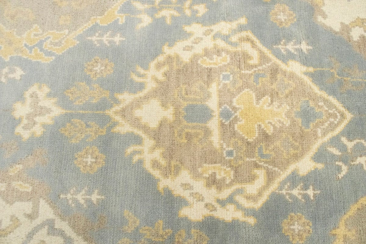 Blue-gray Floral 12X20 Oushak Chobi Oriental Rug