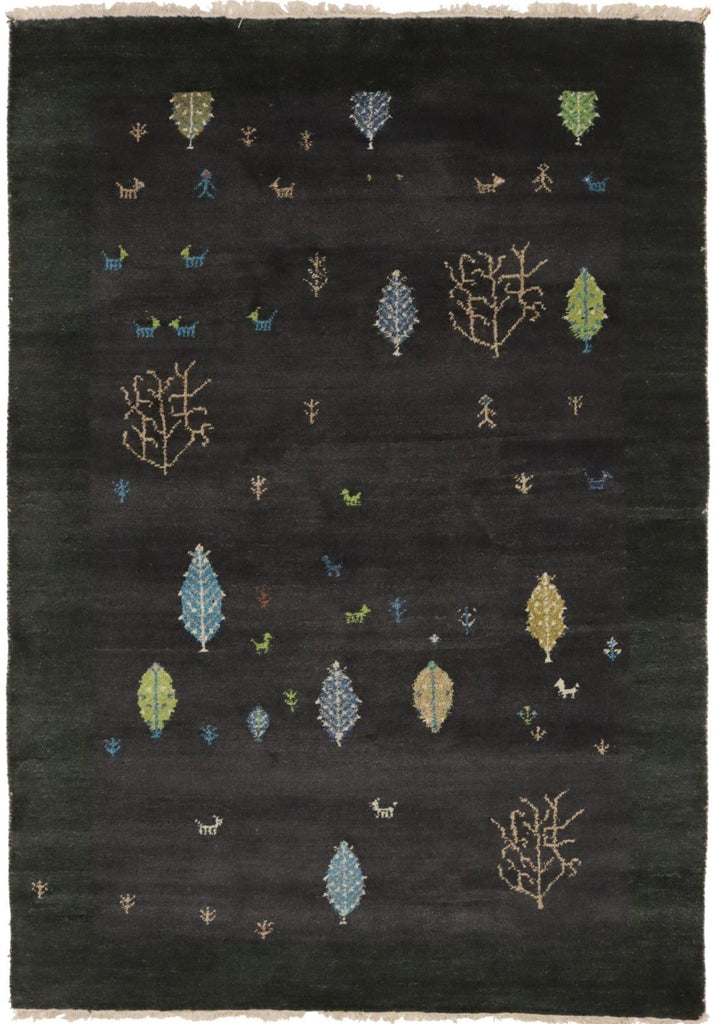 Charcoal Pictorial 6X8 Indo-Gabbeh Oriental Rug