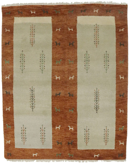 Rust Pictorial Tribal 5'3X6'6 Indo-Gabbeh Oriental Rug