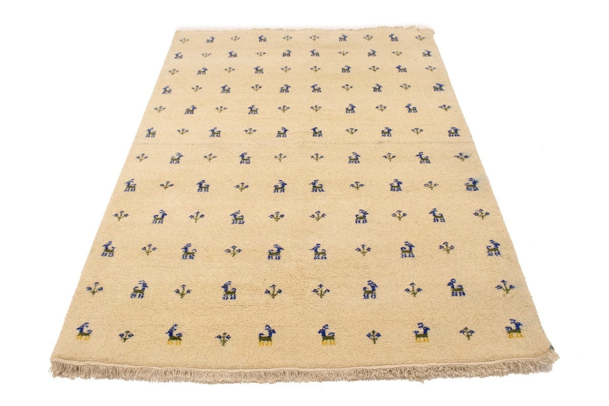 Cream Tribal 5X7 Indo-Gabbeh Oriental Rug