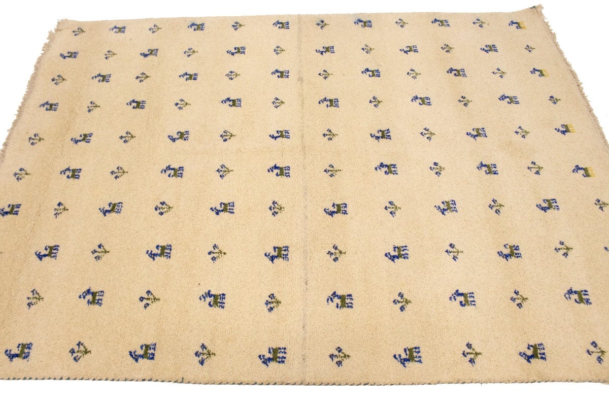 Cream Tribal 5X7 Indo-Gabbeh Oriental Rug