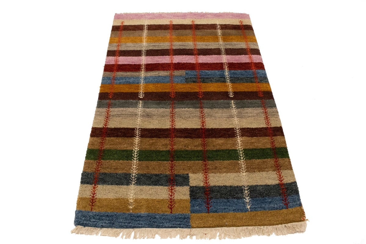 Multicolored Stripes Tribal 4X6 Indo-Gabbeh Oriental Rug