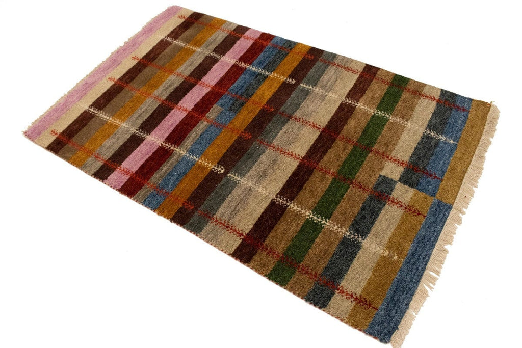 Multicolored Stripes Tribal 4X6 Indo-Gabbeh Oriental Rug