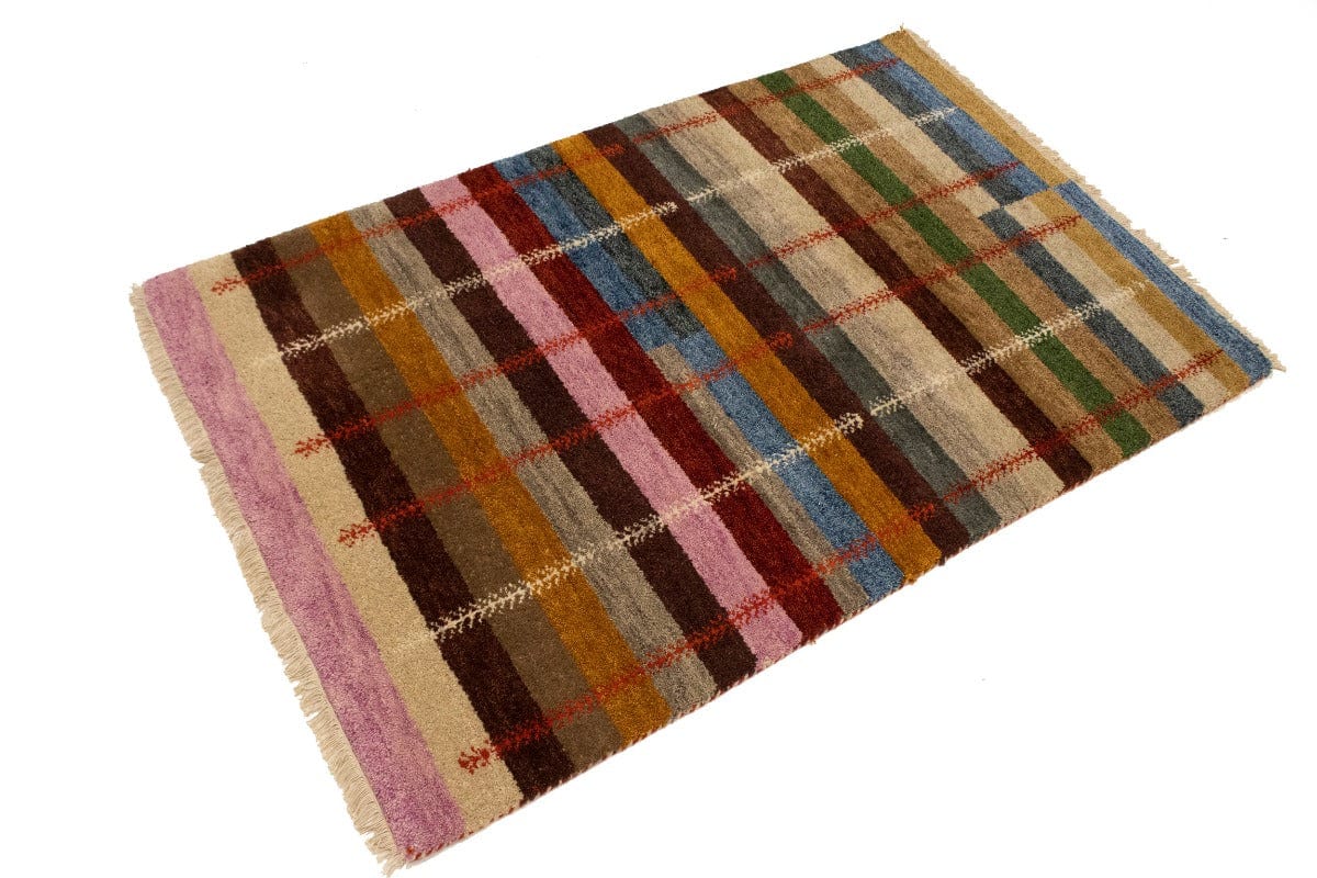 Multicolored Stripes Tribal 4X6 Indo-Gabbeh Oriental Rug