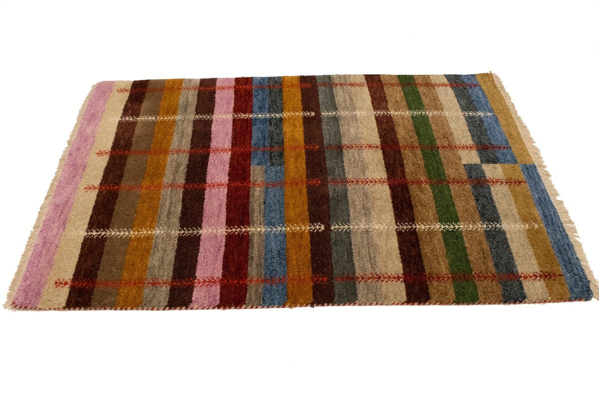 Multicolored Stripes Tribal 4X6 Indo-Gabbeh Oriental Rug