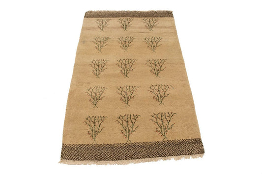 Beige Pictorial Tribal 3X5 Indo-Gabbeh Oriental Rug