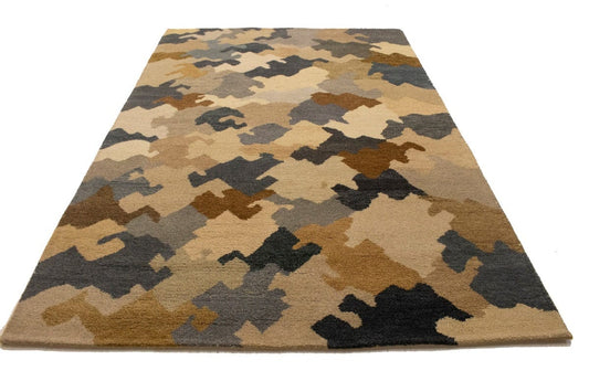 Multicolored Abstract 6'4X9'8 Indo-Gabbeh Oriental Rug