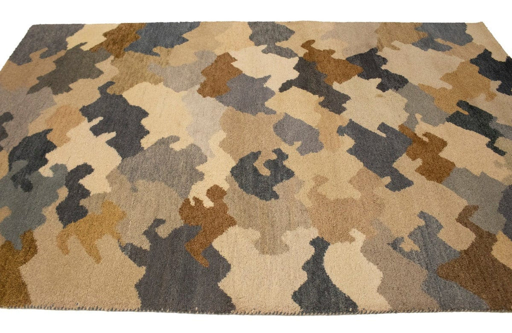 Multicolored Abstract 6'4X9'8 Indo-Gabbeh Oriental Rug