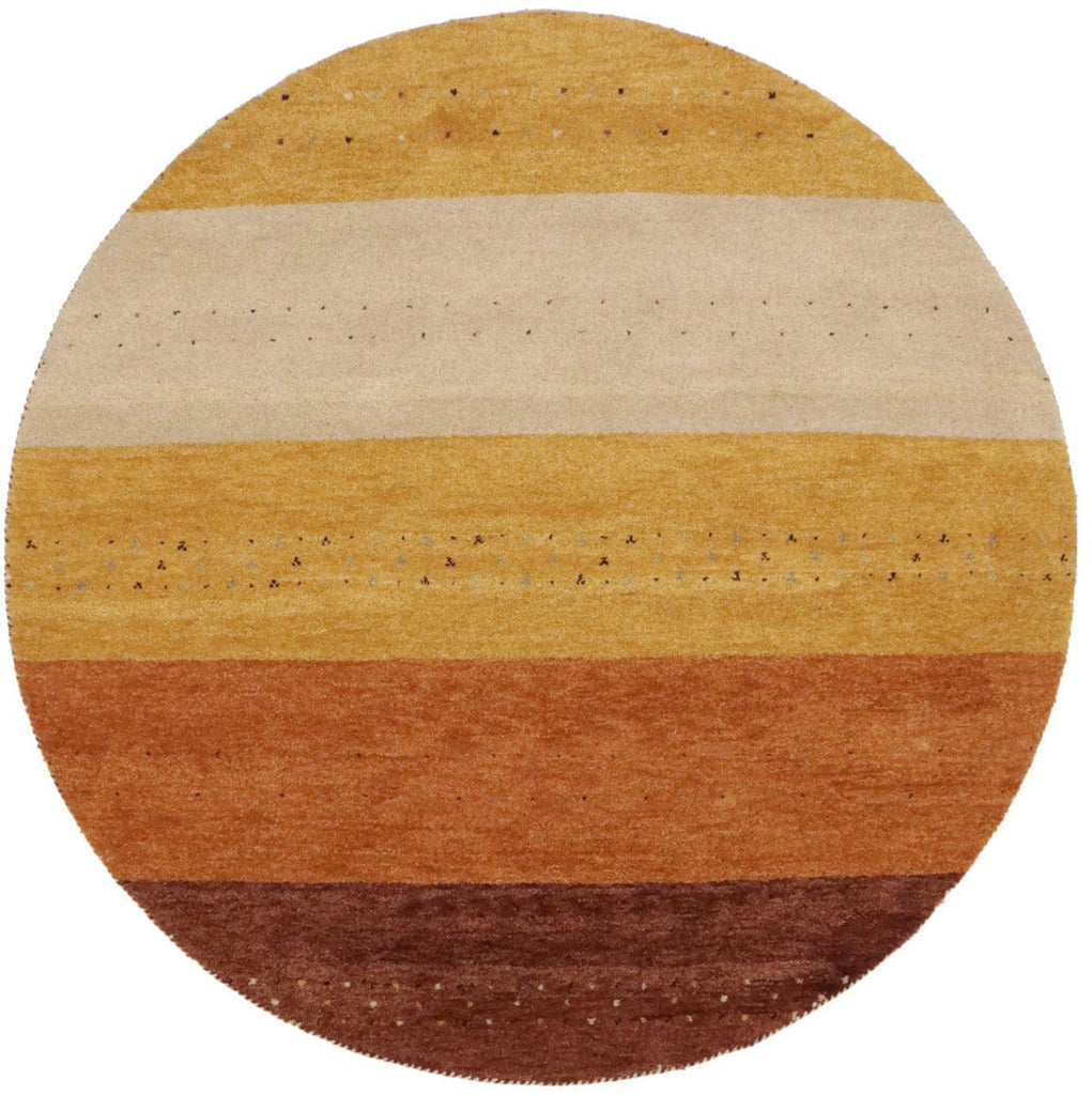 Multicolored Tribal Stripes 7X7 Indo-Gabbeh Oriental Round Rug