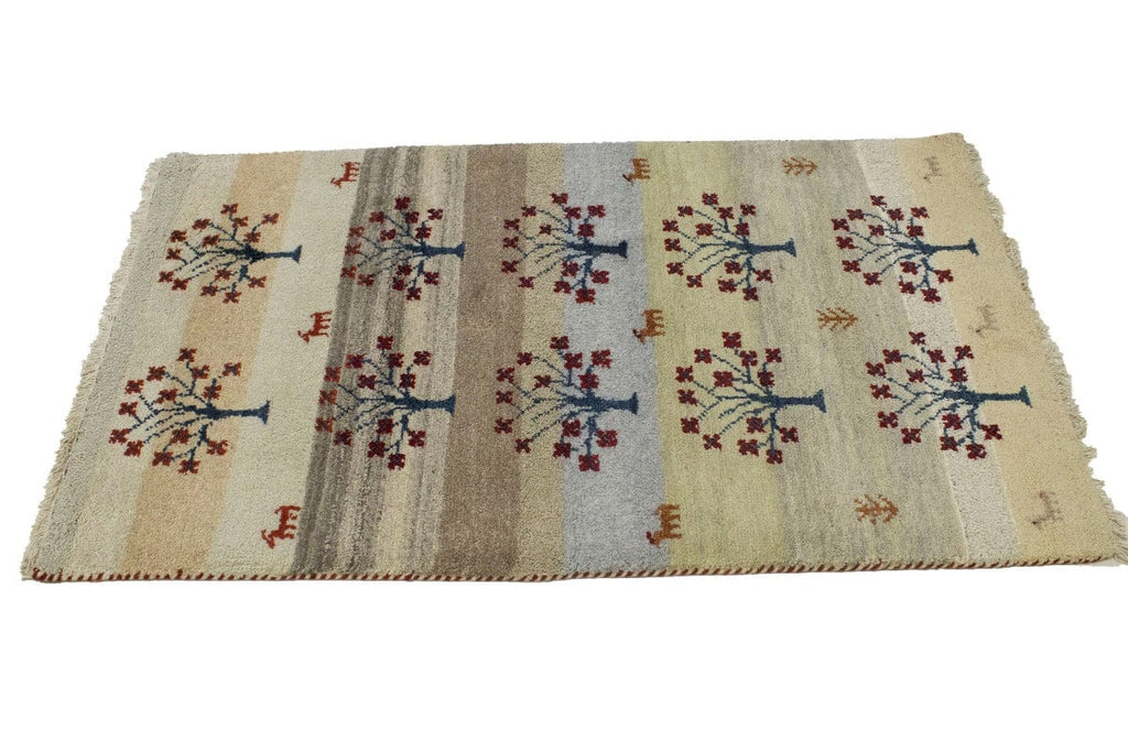 Multicolored Tribal Pictorial 3X5 Indo-Gabbeh Oriental Rug