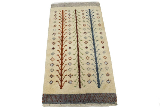 Cream Pictorial Tribal 2X4 Indo-Gabbeh Oriental Rug