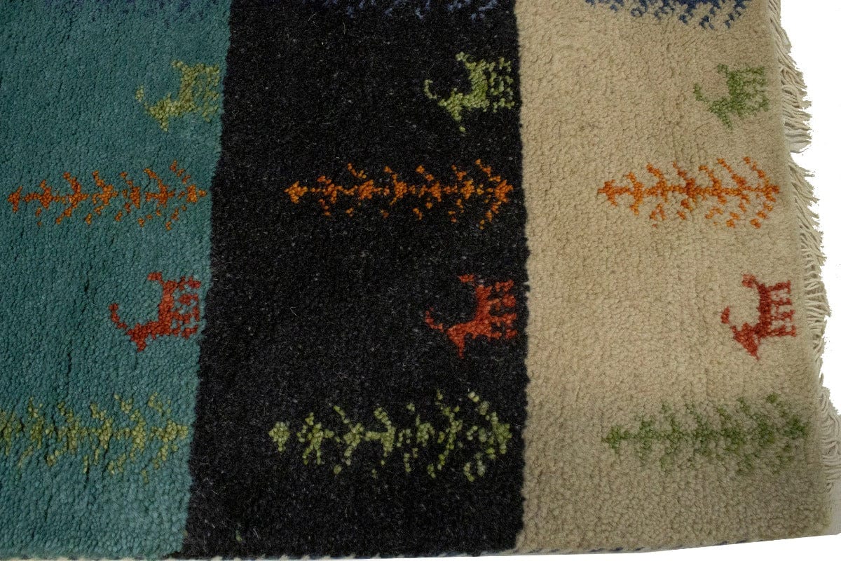 Multicolored Tribal Stripes 2X4 Indo-Gabbeh Oriental Rug