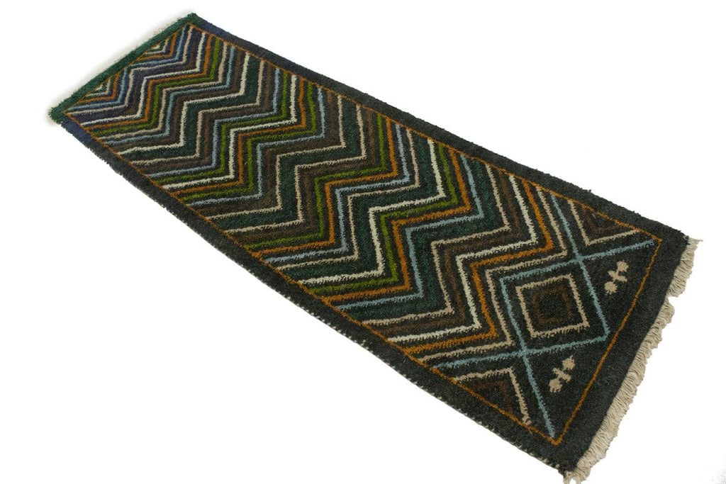 Multicolored Geometric 2X6 Indo-Gabbeh Oriental Runner Rug