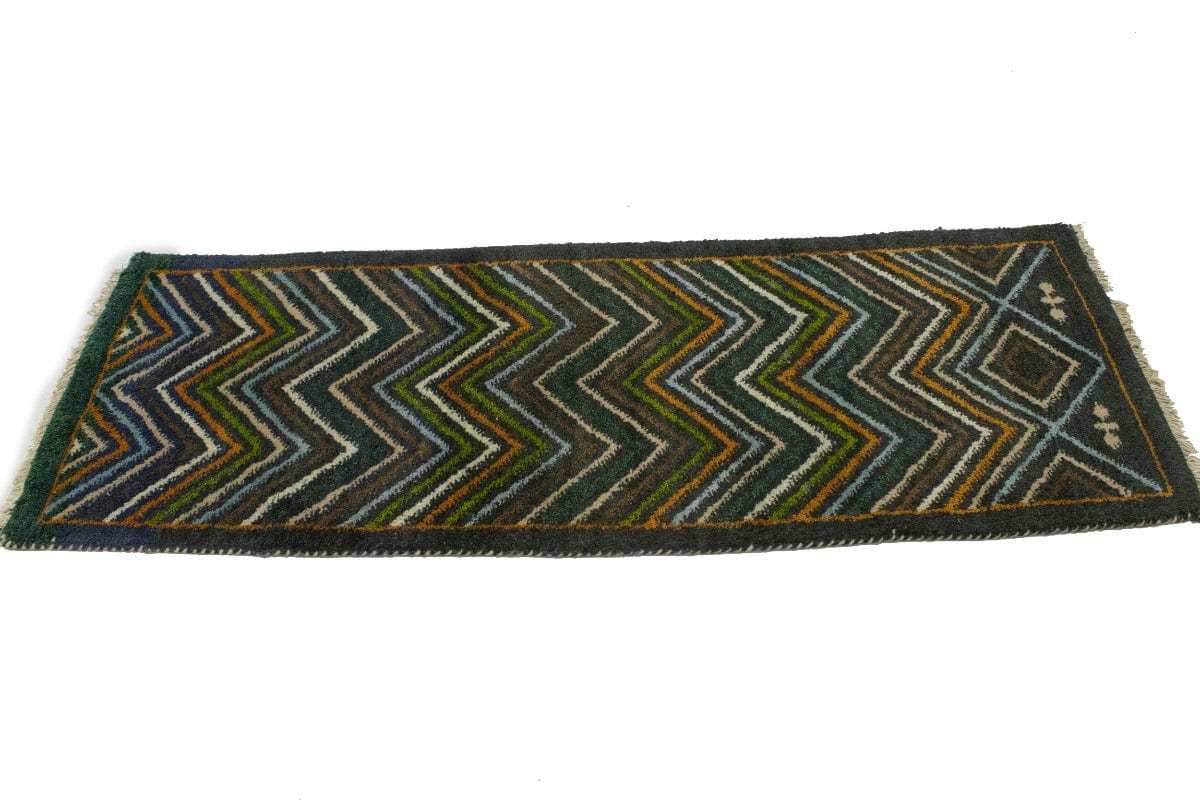 Multicolored Geometric 2X6 Indo-Gabbeh Oriental Runner Rug