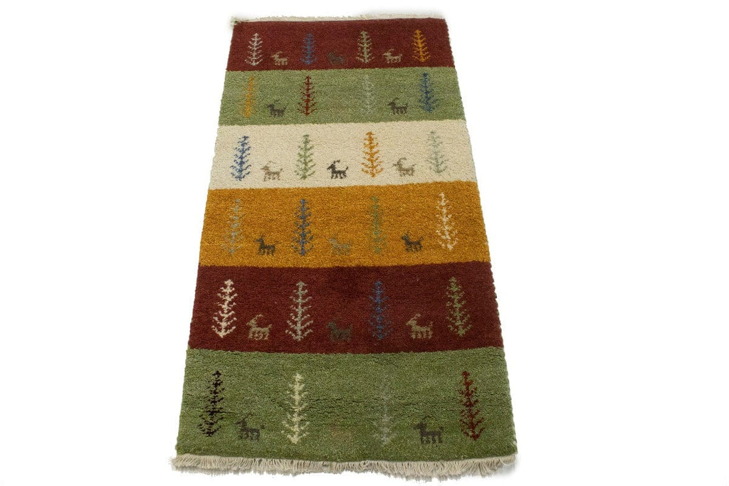 Multicolored Stripes Tribal 2X4 Indo-Gabbeh Oriental Rug