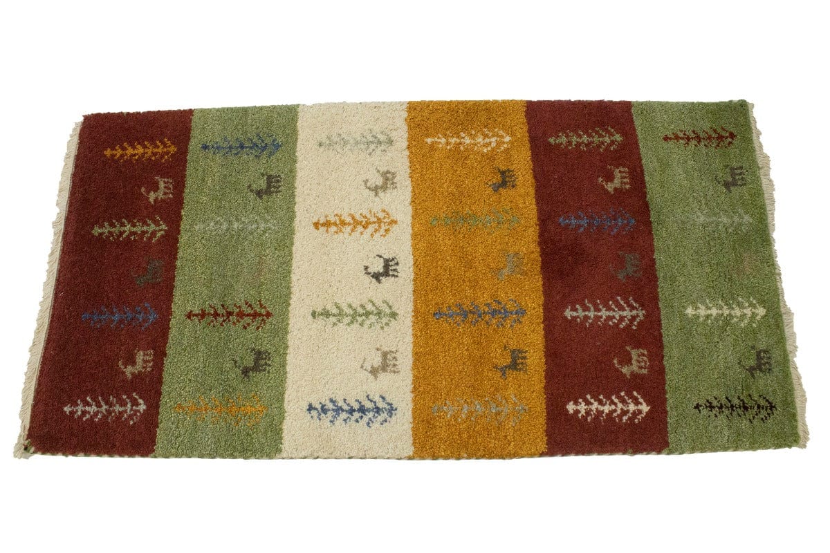 Multicolored Stripes Tribal 2X4 Indo-Gabbeh Oriental Rug