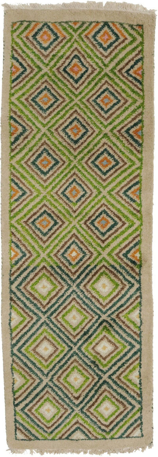 Beige & Green Tribal 2X6 Indo-Gabbeh Oriental Rug