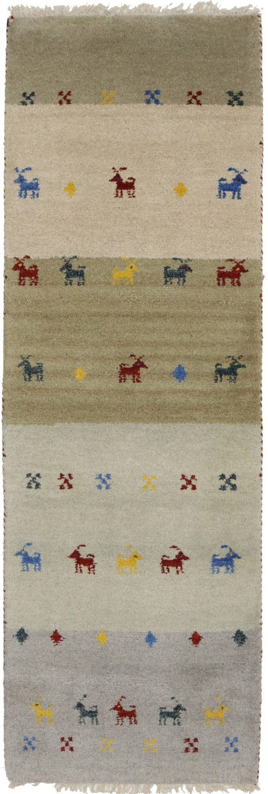 Multicolored Striped Tribal 2X6 Indo-Gabbeh Oriental Rug