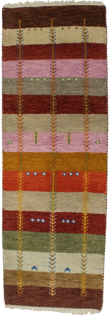 Multicolored Stripes Tribal 2X6 Indo-Gabbeh Oriental Runner Rug