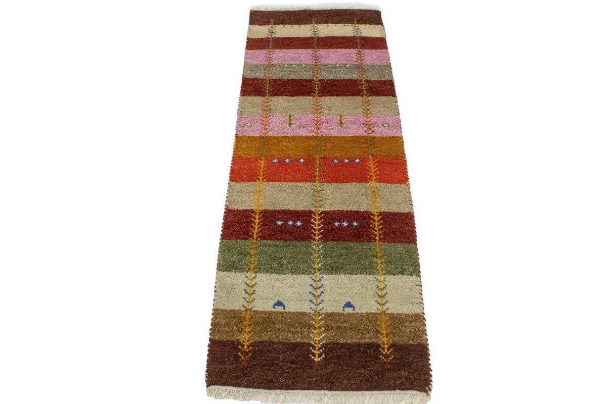 Multicolored Stripes Tribal 2X6 Indo-Gabbeh Oriental Runner Rug