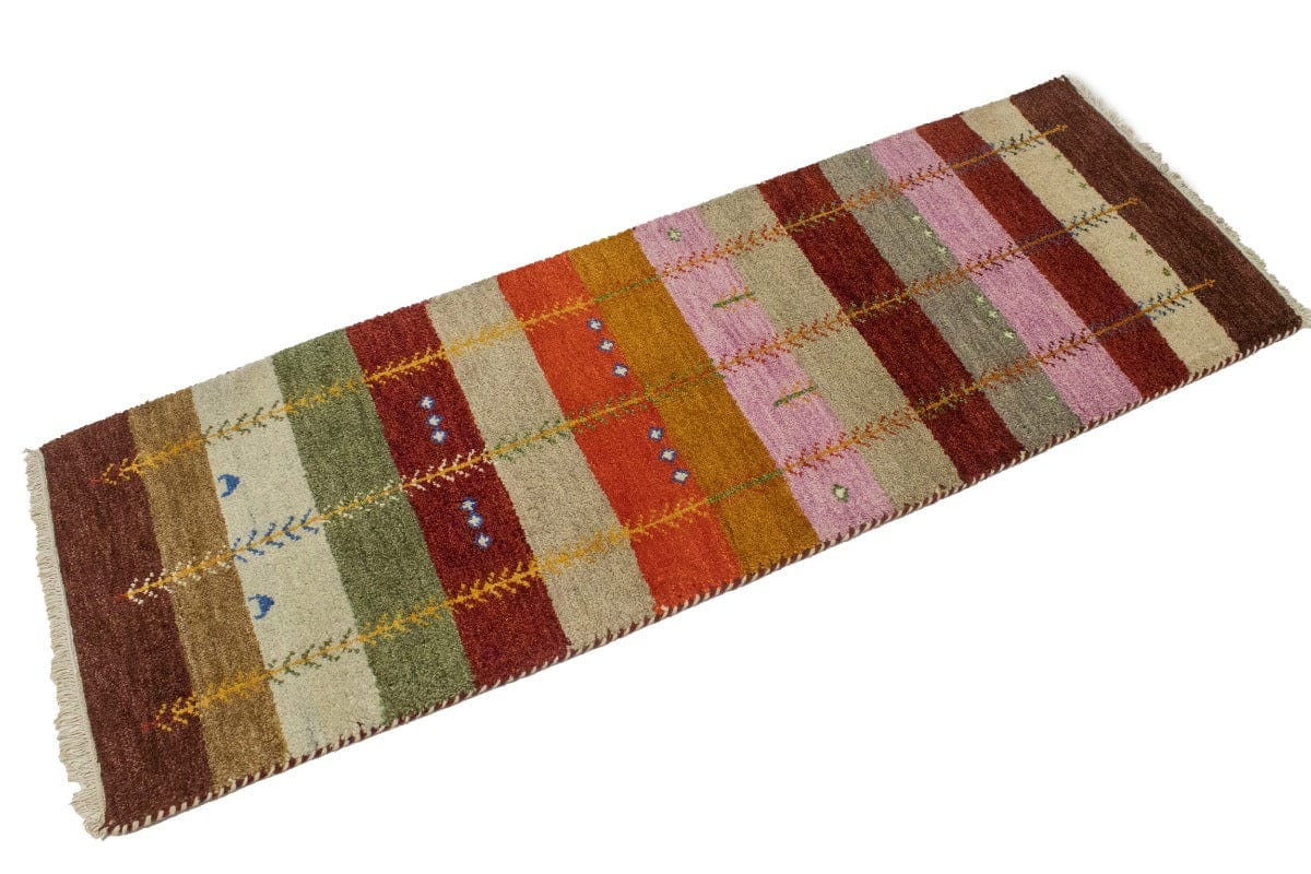 Multicolored Stripes Tribal 2X6 Indo-Gabbeh Oriental Runner Rug