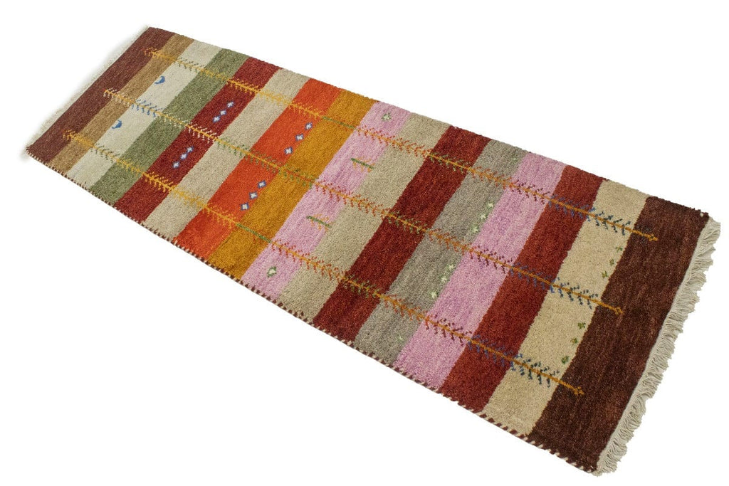 Multicolored Stripes Tribal 2X6 Indo-Gabbeh Oriental Runner Rug