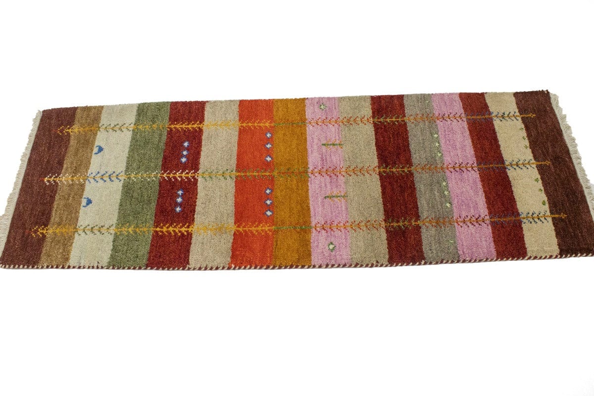 Multicolored Stripes Tribal 2X6 Indo-Gabbeh Oriental Runner Rug