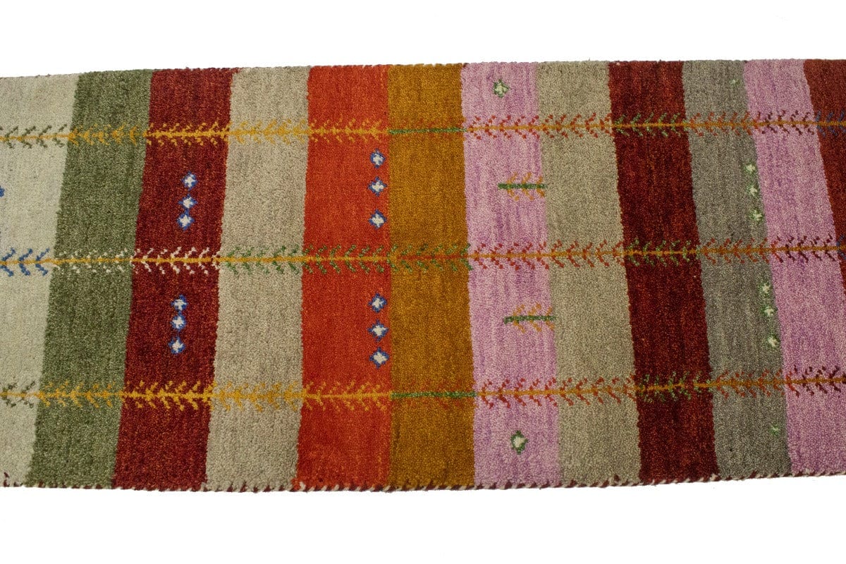 Multicolored Stripes Tribal 2X6 Indo-Gabbeh Oriental Runner Rug