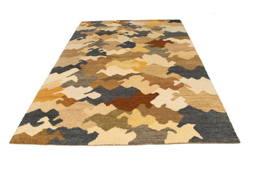 Multicolored Abstract 6'5X9'9 Indo-Gabbeh Oriental Rug