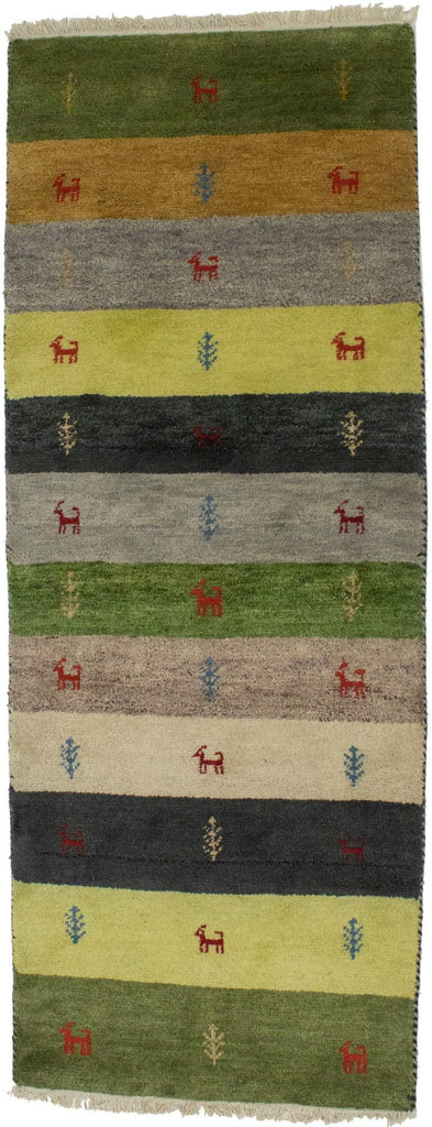 Multicolored Stripes Tribal 3X6 Indo-Gabbeh Oriental Runner Rug