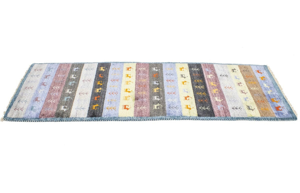 Multicolored Stripes Tribal 3X8 Indo-Gabbeh Oriental Runner Rug