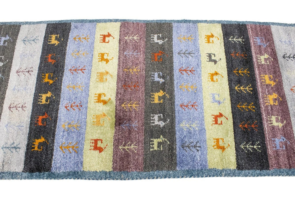 Multicolored Stripes Tribal 3X8 Indo-Gabbeh Oriental Runner Rug