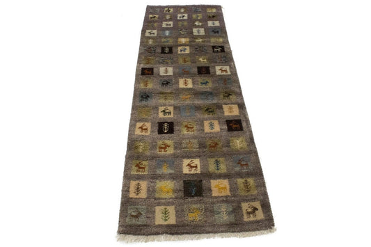 Brown Tribal Geometric 3X8 Indo-Gabbeh Oriental Runner Rug