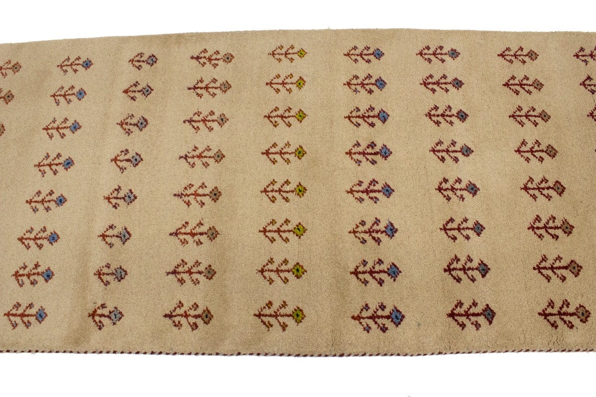 Beige Floral Tribal 3X8 Indo-Gabbeh Oriental Runner Rug