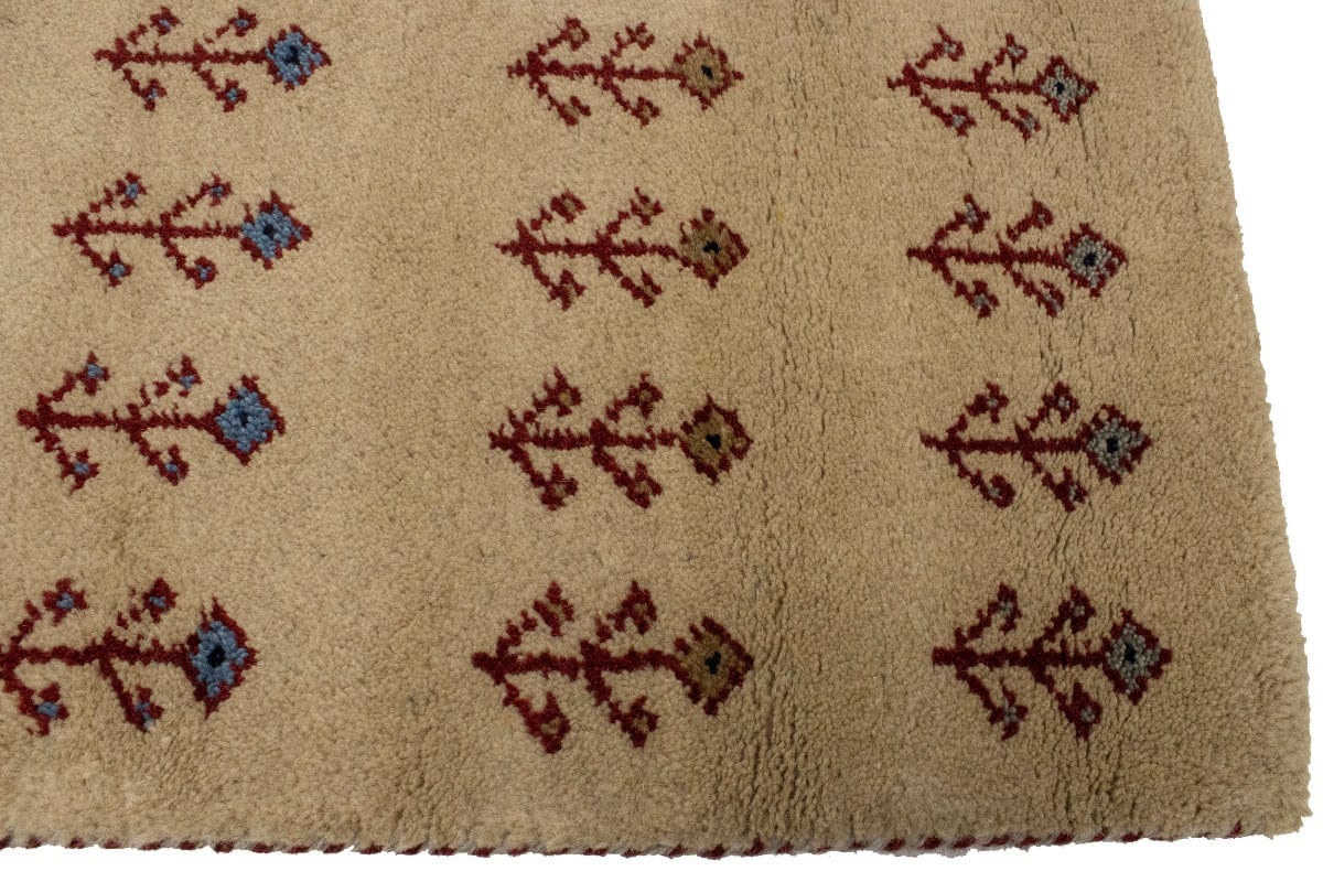 Beige Floral Tribal 3X8 Indo-Gabbeh Oriental Runner Rug