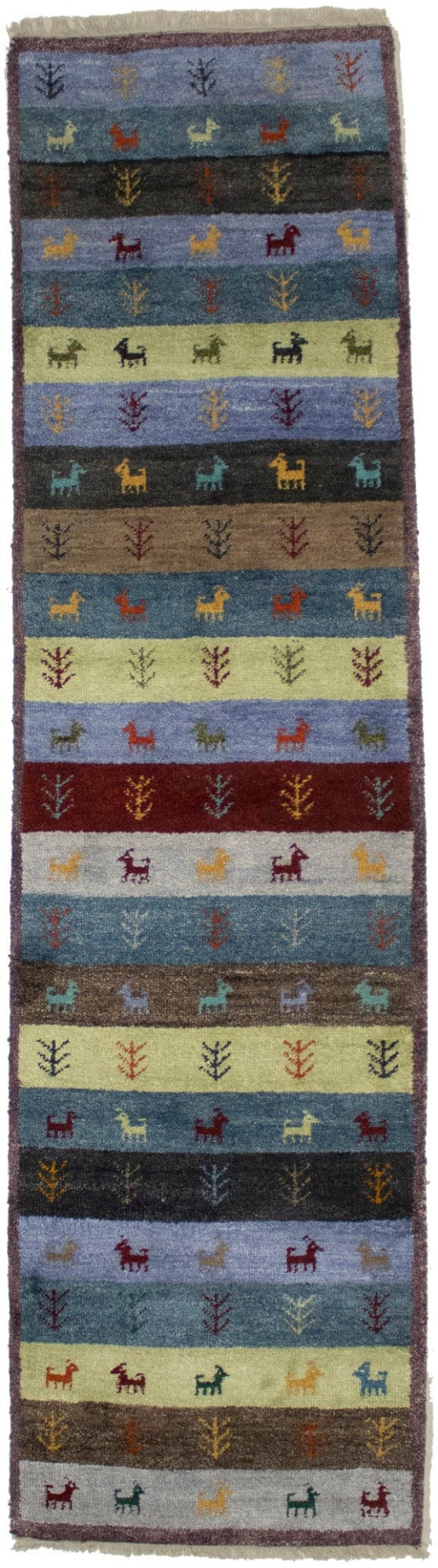 Multicolored Stripes Tribal 2'6X9'8 Indo-Gabbeh Oriental Runner Rug