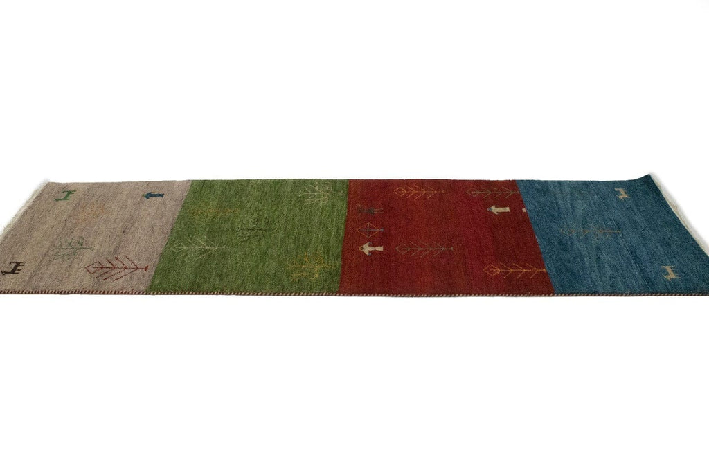 Multicolored Tribal Stripes 3X10 Indo-Gabbeh Oriental Runner Rug