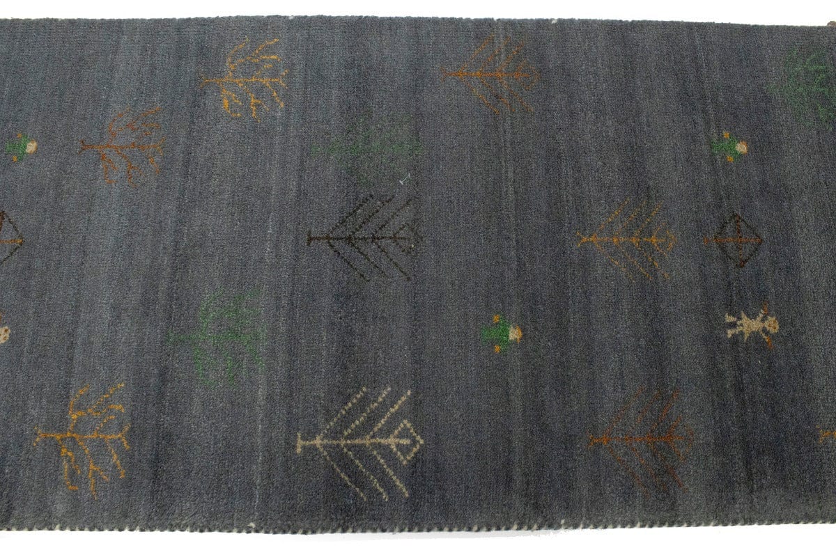 Dark Gray Tribal 3X10 Indo-Gabbeh Oriental Runner Rug