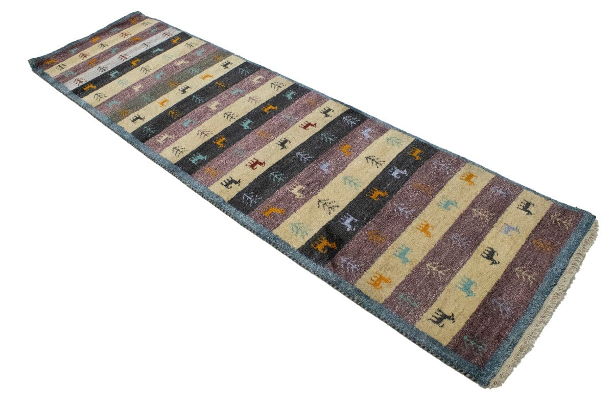 Multicolored Stripes Tribal 3X10 Indo-Gabbeh Oriental Runner Rug