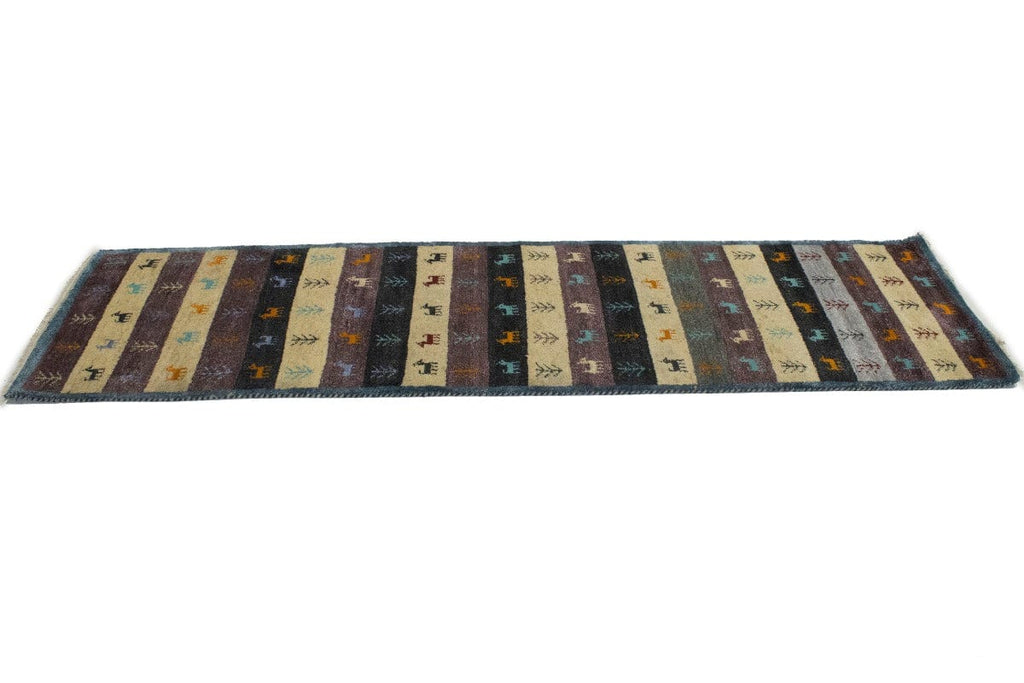 Multicolored Stripes Tribal 3X10 Indo-Gabbeh Oriental Runner Rug