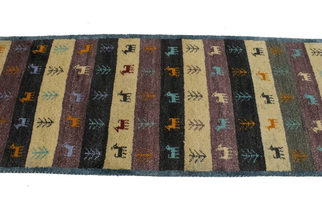 Multicolored Stripes Tribal 3X10 Indo-Gabbeh Oriental Runner Rug