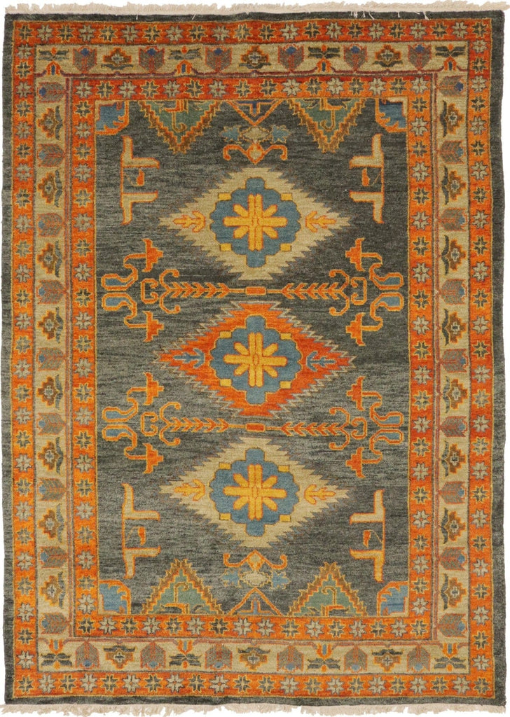 Gray Geometric 6X8 Kazak Oriental Rug