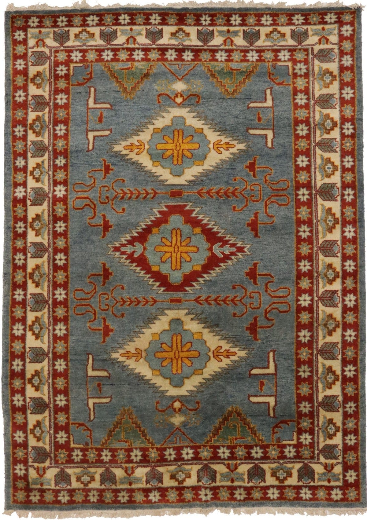 Gray Geometric 6X8 Kazak Oriental Rug