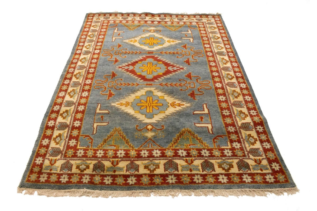 Gray Geometric 6X8 Kazak Oriental Rug