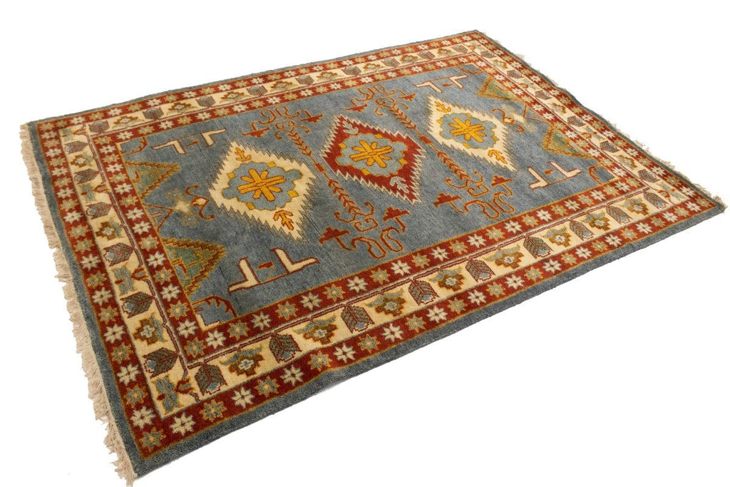 Gray Geometric 6X8 Kazak Oriental Rug